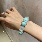 高定版15-18mm超大颗天然白水晶天河石东陵玉设计感手链手串