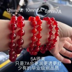 7A冰透起光天然红玉髓玛瑙双圈手链小众设计感手串 保真可复检