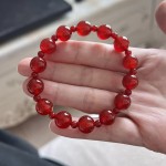 7A冰透起光天然红玉髓玛瑙双圈手链小众设计感手串 保真可复检