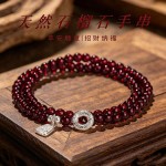 s925银天然石榴石手链女榴环安康多圈小众叠戴平安扣手串百搭礼物