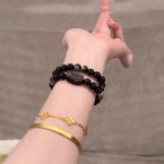 天然银曜石双圈手链男女同款新中式招财貔貅国学手串直播爆款礼物