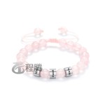 跨境天然水晶石女士手串不锈钢DIY刻字女款手绳情侣款手饰亚马逊