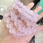 天然莫桑粉水晶手串星光粉晶手链DIY饰品六芒星粉水晶圆珠手链
