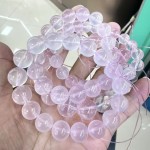 天然莫桑粉水晶手串星光粉晶手链DIY饰品六芒星粉水晶圆珠手链