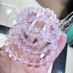 天然莫桑粉水晶手串星光粉晶手链DIY饰品六芒星粉水晶圆珠手链
