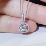 3克拉仿莫桑石项链女镀pt950白金锁骨链 八心八箭锆石吊坠饰品