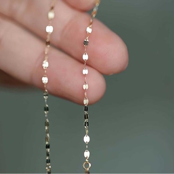 S925纯银镀18K金嘴唇手链女日系轻奢超闪百搭片极细简约日常手饰