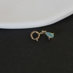 S925纯银镀18K金项链坠精致薄荷蓝水滴欧泊活扣锁骨链吊坠手链坠