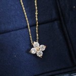闪耀之星~S925纯银镀18K金闪锆吊坠项链幸运四叶草小巧秀气锁骨链