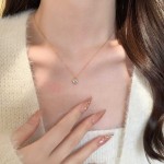 S925纯银镀18K金梦幻花朵蓝色锆石项链女清新甜美精致优雅锁骨链
