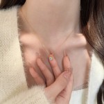 S925纯银镀18K金梦幻花朵蓝色锆石项链女清新甜美精致优雅锁骨链