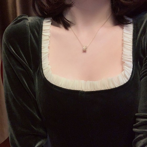 繁星如梦~S925纯银镀18K金转运珠吊坠个性日系轻奢锁骨项链女