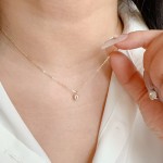 S925纯银镀18K金项链女轻奢小众迷你方糖几何方形镶嵌锆石锁骨链