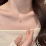 S925纯银镀18K金水滴形天蓝色锆石吊坠项链女简约气质高级锁骨链