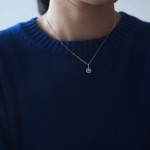 命运罗盘925纯银镀18K金色项链小锆石迷你复古圆盘高级吊坠日系挂