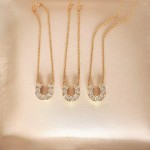 S925纯银项链U形马蹄吊坠女款镀18K金韩版日式简约细款新款锁骨链