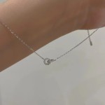 S925纯银项链环环相扣双环气质镀18K金轻奢高级新款ins女士锁骨链
