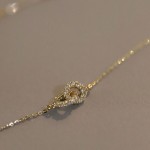 S925纯银项链环环相扣双环气质镀18K金轻奢高级新款ins女士锁骨链