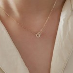 S925纯银项链环环相扣双环气质镀18K金轻奢高级新款ins女士锁骨链