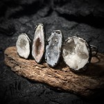 跨境复古风天然晶洞水晶/玛瑙纯手工烧焊镀古银色开口可调节戒指