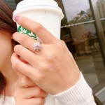 抖音直播货源 镶嵌仿天然阿盖尔粉钻戒指 奢华满镶公主方钻女戒指