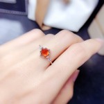 仿天然芬达石榴石戒指女 小众设计橙黄色糖塔切宝石开口彩宝女戒