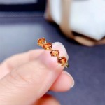 新品天然招财黄水晶戒指女开口镀金色镶嵌宝石排戒简约食指可调节