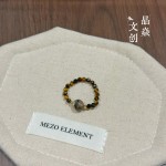 原创设计天然水晶虎眼石钻切玫瑰花雕刻立秋美拉德时尚批发戒指女