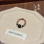 天然水晶原创设计黑金骨干枣木小猫库克降真香串珠戒指女库克戒指