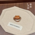 天然水晶原创设计黑金骨干枣木小猫库克降真香串珠戒指女库克戒指