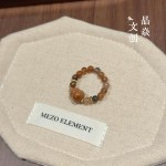 天然水晶原创设计黑金骨干枣木小猫库克降真香串珠戒指女库克戒指
