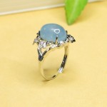 爱钰 天然海蓝宝戒指蓝色彩宝水晶指环首饰工厂批发代发S4042204
