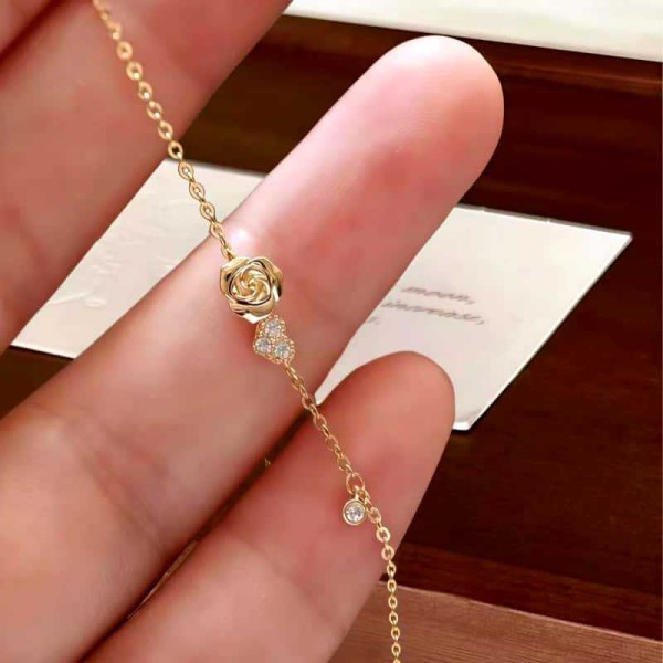 S925纯银18K金色小王子的玫瑰花手链温柔极细精致百搭高级感手饰