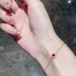 S925纯银镀K黄金刚玉红锆石细款手链女轻奢鸡血红气质百搭手饰