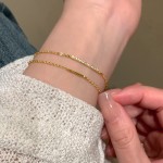 S925银镀18K金双层叠戴一字带钻精致手链女ins小众设计高级冷淡风
