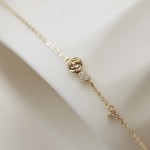 玫瑰花手链心形S925纯银镀14k金法式女小钻细跨境热卖小红书新款