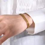 欧美风不锈钢网状编织手链 简约金属链条18K金色 中性款手饰品批