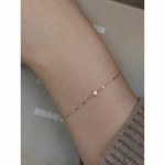 S925纯银镀14K金手链 简约单钻锆石百搭日常气质细手链女款文艺风