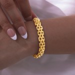 欧美饰品 不锈钢表带手链镀18K金色 时尚手饰批发华蓝欣BR-1318