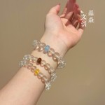 露思同款原创设计水晶天然库克海蓝宝黄水晶夏季淡人感串珠手链