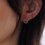 S925纯银镀18K金彩色锆石圆环耳钉多巴胺甜美高颜值气质百搭耳饰