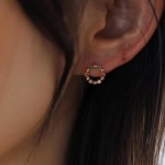 S925纯银镀18K金彩色锆石圆环耳钉多巴胺甜美高颜值气质百搭耳饰