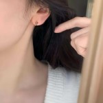 S925纯银镀18K金法式石榴迷你爱心耳扣女小众高级感精致时髦耳饰