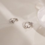 925银镀18K金三个圈圈素圈耳圈一款多戴法带钻耳环耳饰高级感耳扣