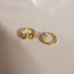 925银镀18K金三个圈圈素圈耳圈一款多戴法带钻耳环耳饰高级感耳扣