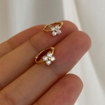 S925纯银四叶草耳环女镀18K金耳扣高级感气质轻奢耳饰2025年新款