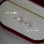 s925银镀14k金色闪闪单钻耳环耳骨环 迷你耳扣 精致时髦日韩耳饰