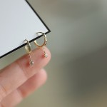 纯银锆石耳环镀K金女小众设计气质水滴耳扣欧美跨境热卖新款耳饰
