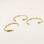 开口 手镯 带两个水滴锆石 钛钢电镀18k金（6.5*5cm）