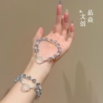 原创设计K9白水晶贝壳雕刻件爆闪小众简约夏季批发直销水晶手链女